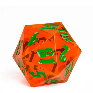 55mm Titan D20 - Sharp Edge Jack-O-Lantern Plastic Dice Foam Brain Games