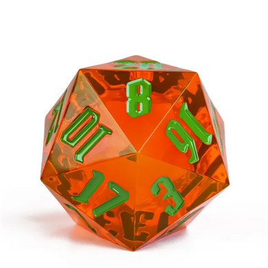 55mm Titan D20 - Sharp Edge Jack-O-Lantern Plastic Dice Foam Brain Games