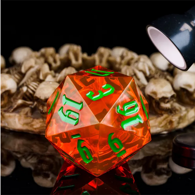 55mm Titan D20 - Sharp Edge Jack-O-Lantern Plastic Dice Foam Brain Games