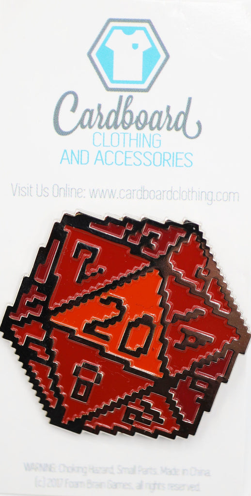 D20 Pin - 8 Bit Red Enamel Pin Foam Brain Games