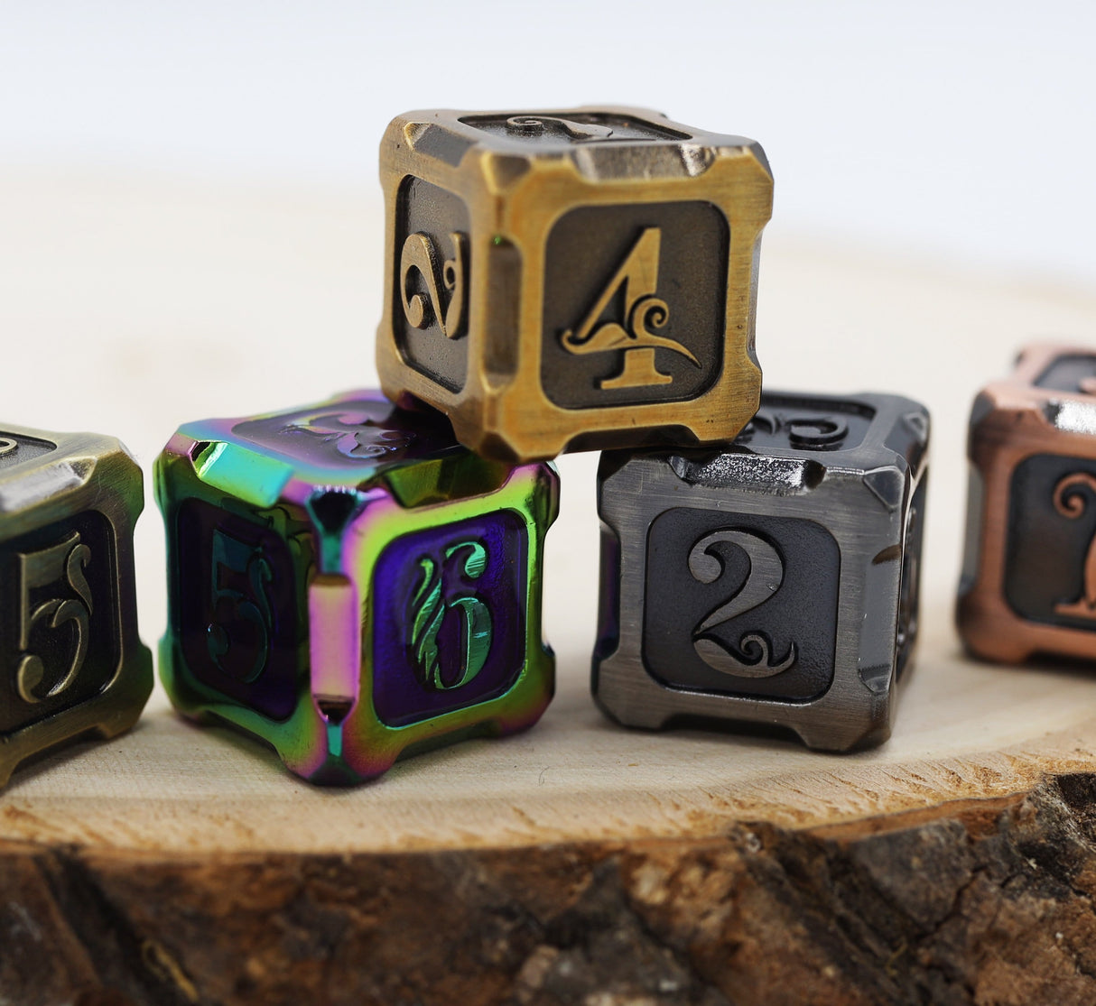 Alchemist Metals: Gold - Metal RPG Dice Set Metal Dice Foam Brain Games