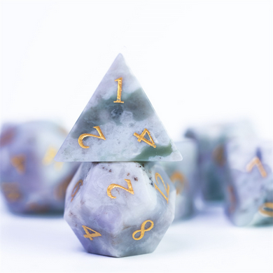 Auspicious Jade - Gemstone Engraved with Gold Stone Dice Foam Brain Games