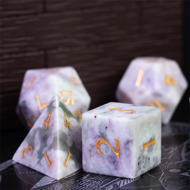 Auspicious Jade - Gemstone Engraved with Gold Stone Dice Foam Brain Games