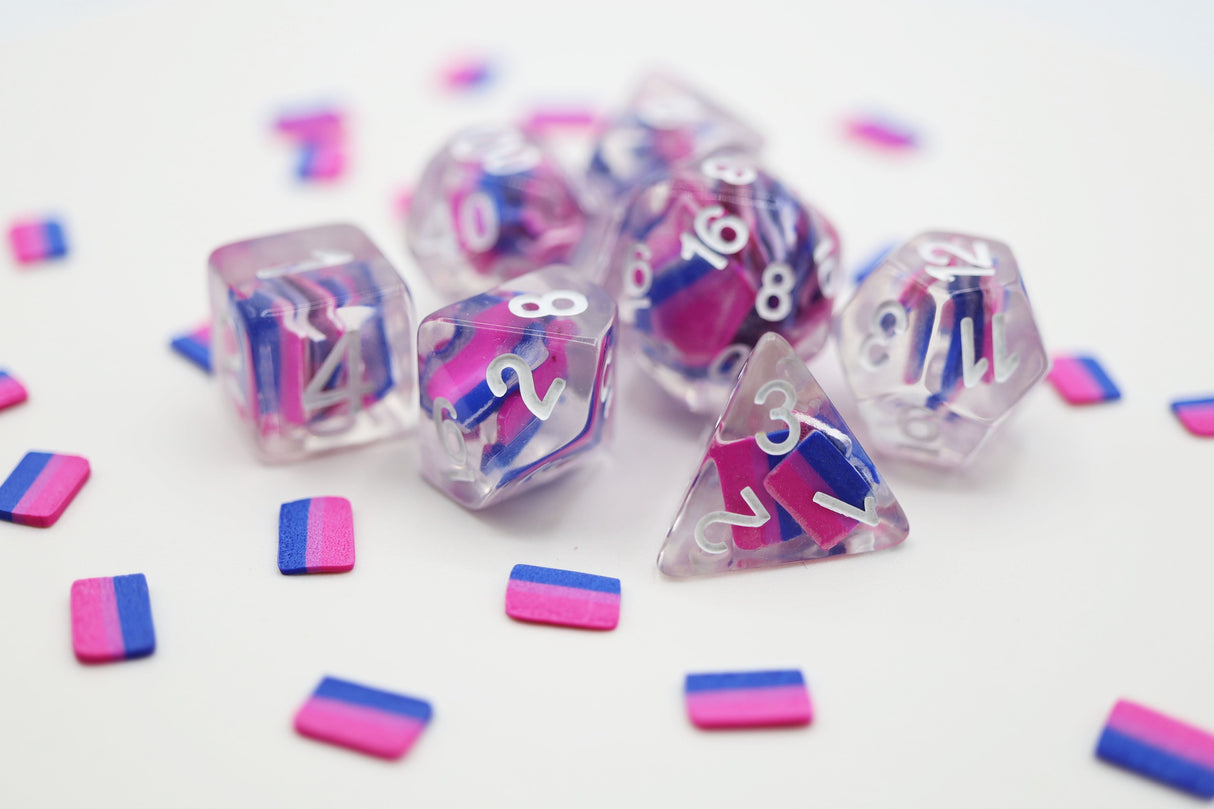 Bisexual Flag RPG Dice Set Plastic Dice Foam Brain Games