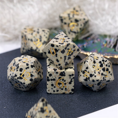 Black Speckle Gemstone - Engraved with Gold Stone Dice Foam Brain Games