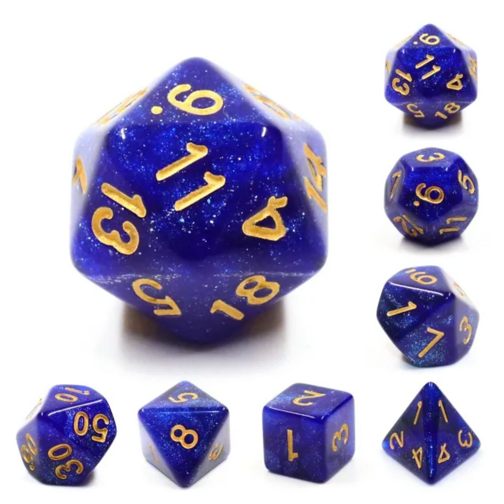 Black & Blue Galaxy RPG Dice Set Plastic Dice Foam Brain Games