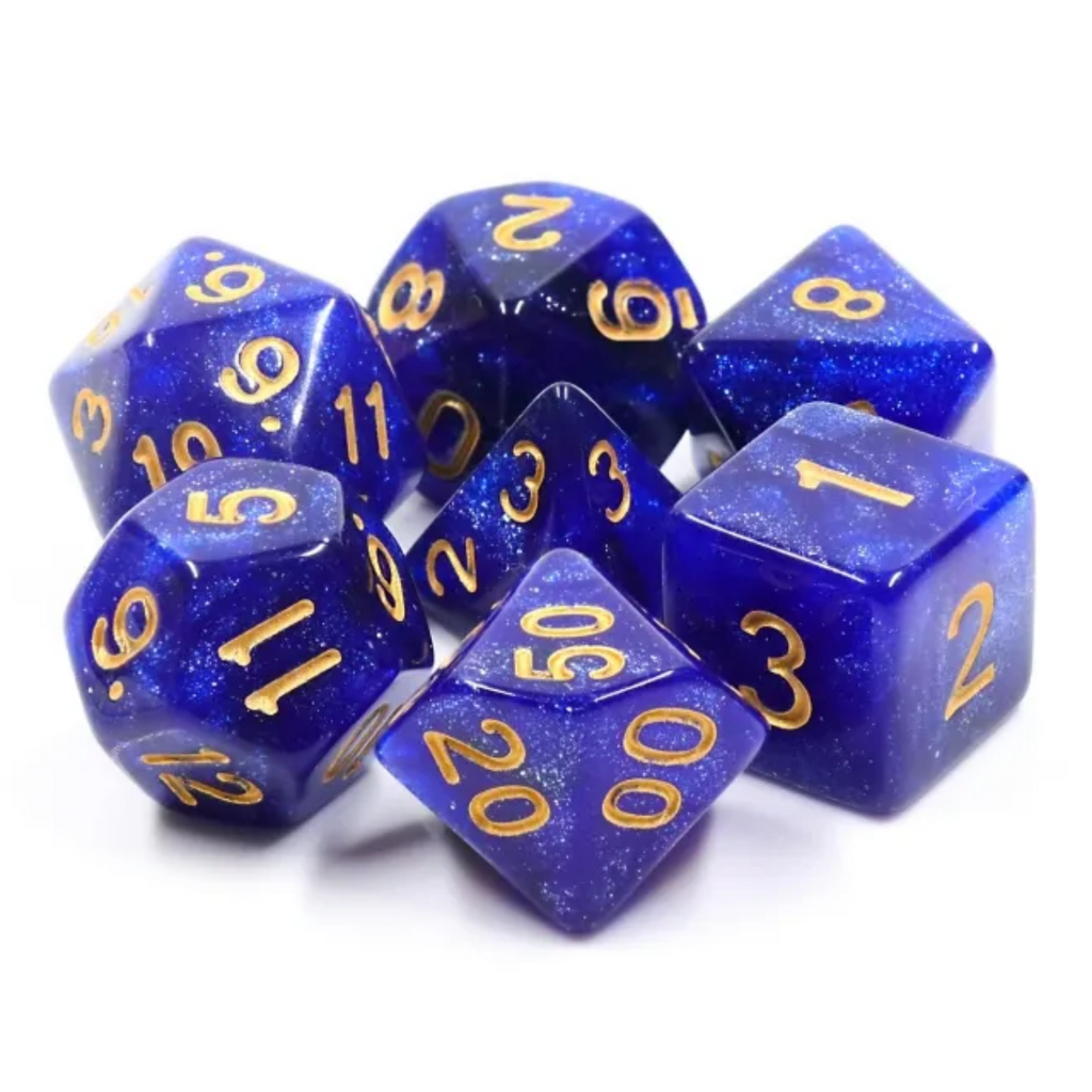 Black & Blue Galaxy RPG Dice Set Plastic Dice Foam Brain Games