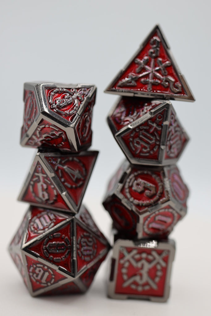 Crossed Swords: Blood Sword - Metal RPG Dice Set Metal Dice Foam Brain Games