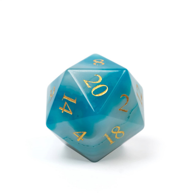 Blue Agate - Gemstone Engraved with Gold Stone Dice Foam Brain Games