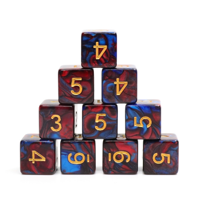 12 piece D6s - Blue Blood Plastic Dice Foam Brain Games