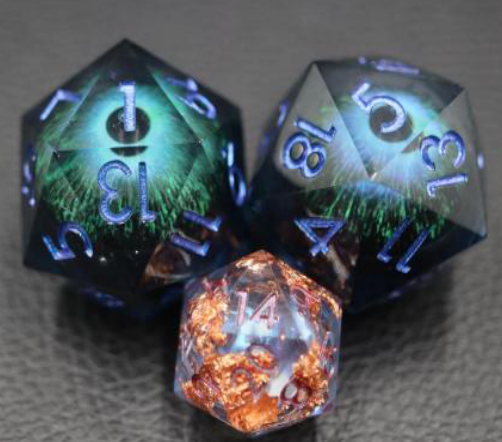 35mm Moving Eye D20 - Blue Cyclops Eye Plastic Dice Foam Brain Games