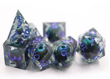 Sharp Edge Moving Eye RPG Dice Set - Blue Cyclops Plastic Dice Foam Brain Games