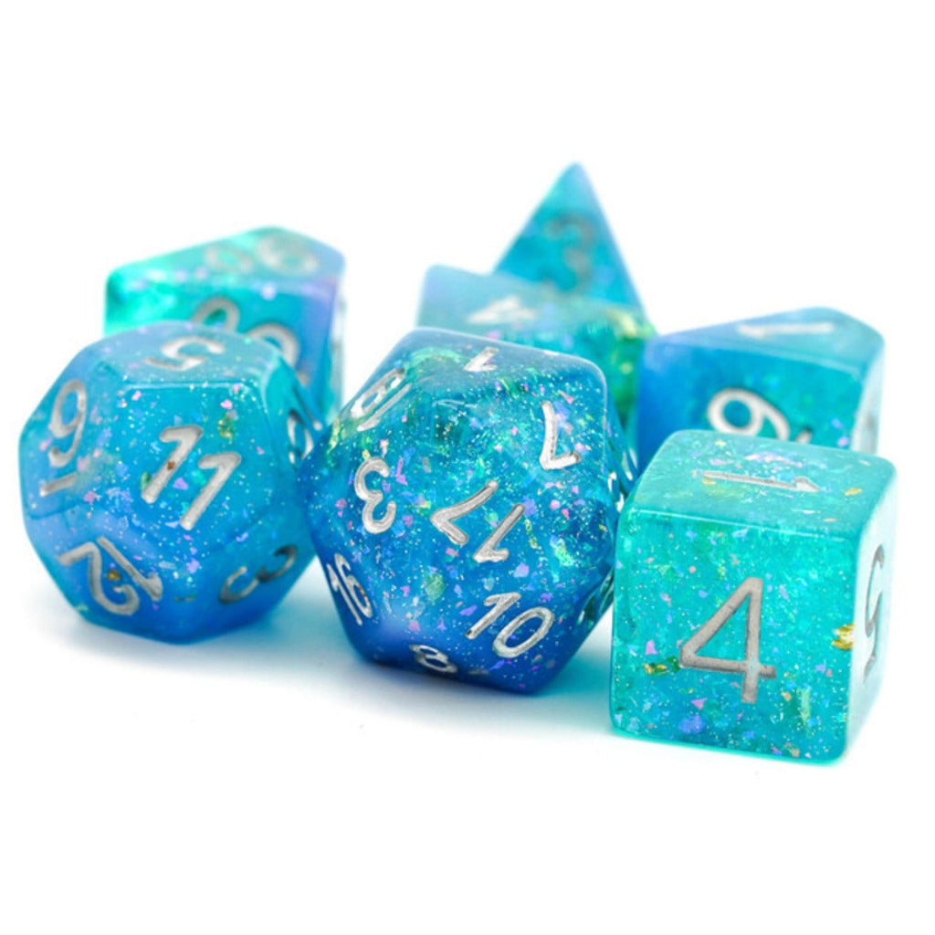 Blue & Green Seabed Treasure RPG Dice Set Plastic Dice Foam Brain Games