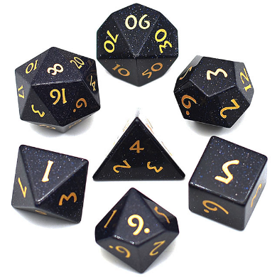 Blue Sandstone - Gemstone Engraved with Gold Stone Dice Foam Brain Games