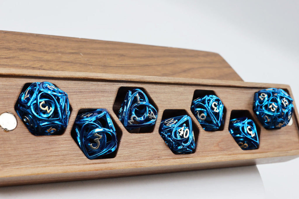 Hollow Hearts: Blue - Metal RPG Dice Set Metal Dice Foam Brain Games