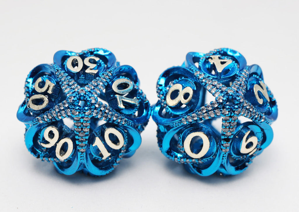 Hollow Hearts: Jeweled Blue -  Metal RPG Dice Set Metal Dice Foam Brain Games