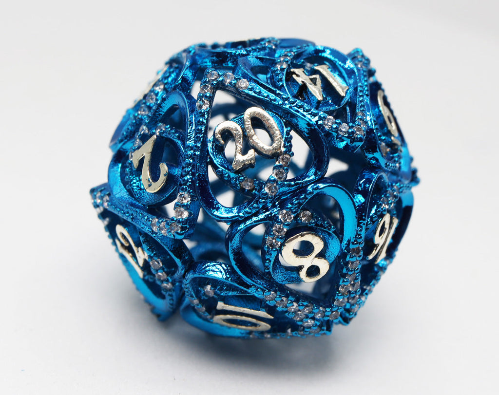 Hollow Hearts: Jeweled Blue -  Metal RPG Dice Set Metal Dice Foam Brain Games