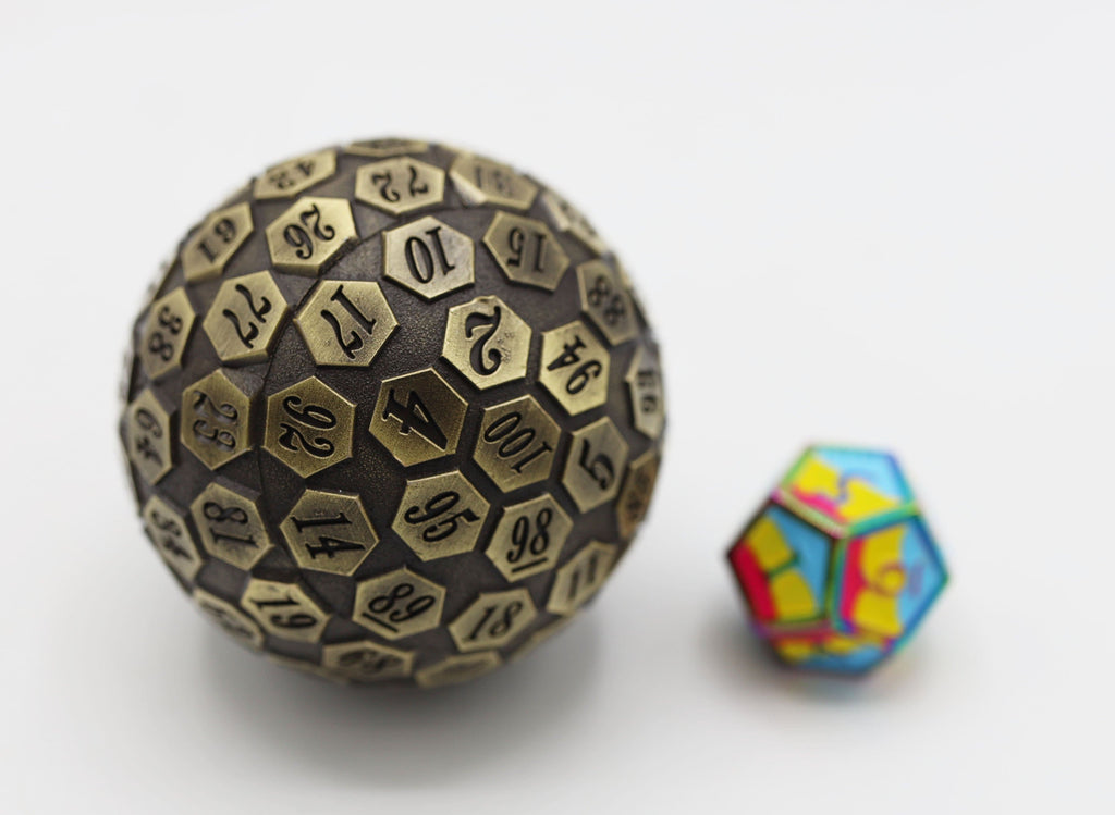 45mm Metal D100 - Bronze Metal Dice Foam Brain Games