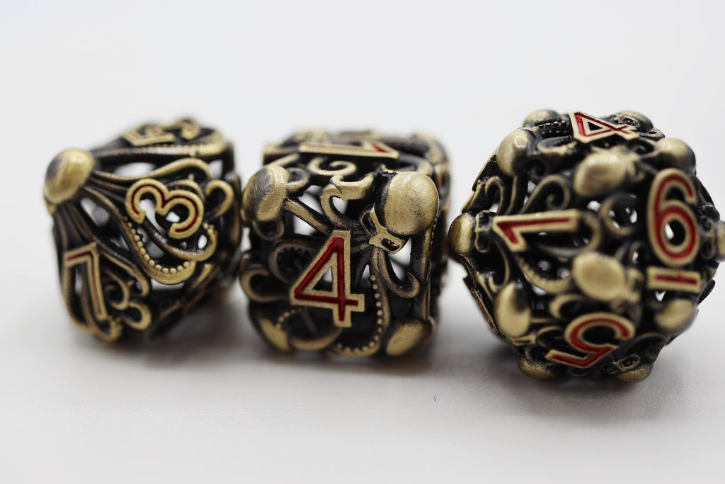 Mind Eater: Bronze - Hollow Metal RPG Dice Set Metal Dice Foam Brain Games