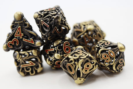 Mind Eater: Bronze - Hollow Metal RPG Dice Set Metal Dice Foam Brain Games