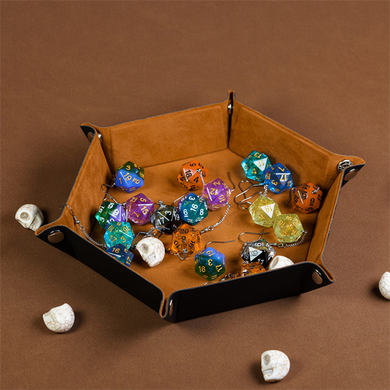 Leatherette & Velvet Dice Tray (Camel Hex) Dice Tray Foam Brain Games