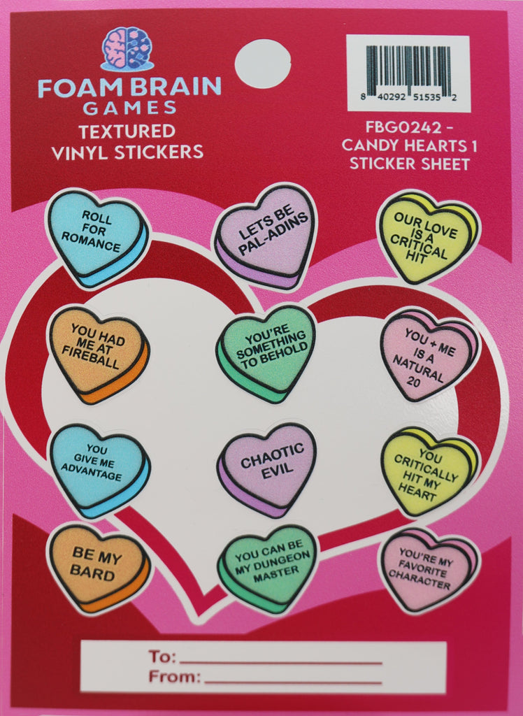 Candy Hearts 1 Sticker Sheet Stickers Foam Brain Games