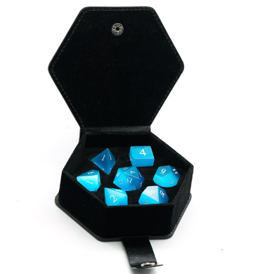 Cat's Eye Blue - Engraved Gemstone Stone Dice Foam Brain Games