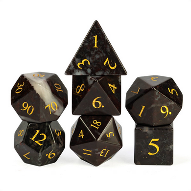 Chicken-Blood Stone - Gemstone Engraved with Gold Stone Dice Foam Brain Games