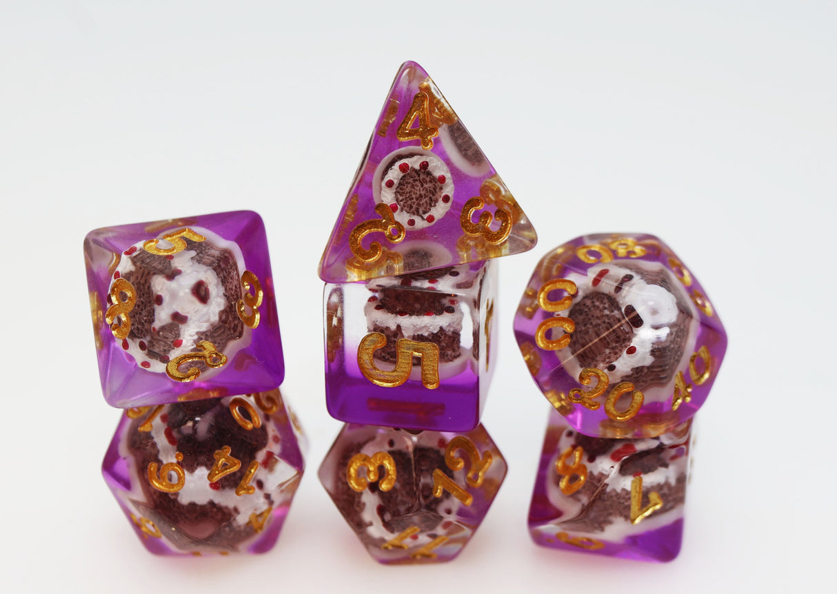 Pastry Pets: Chocolate Cake Piggy - Pin & RPG Dice Set Plastic Dice & Pin Set Foam Brain Games