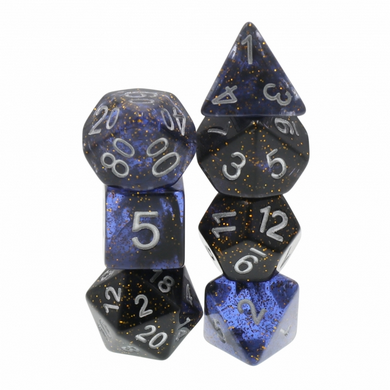 Clear Night Sky RPG Dice Set Plastic Dice Foam Brain Games