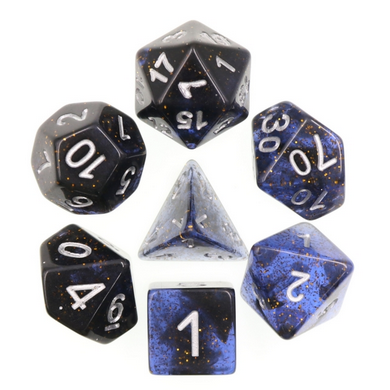 Clear Night Sky RPG Dice Set Plastic Dice Foam Brain Games