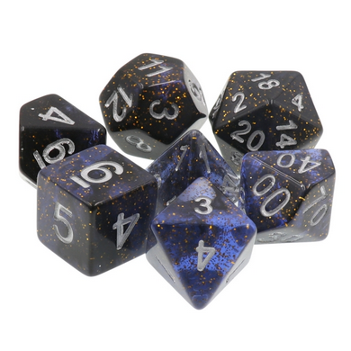 Clear Night Sky RPG Dice Set Plastic Dice Foam Brain Games