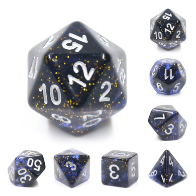 Clear Night Sky RPG Dice Set Plastic Dice Foam Brain Games