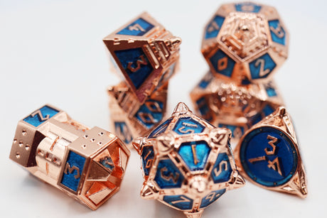 Dice 51: Copper Lit Space - Metal RPG Dice Set Metal Dice Foam Brain Games