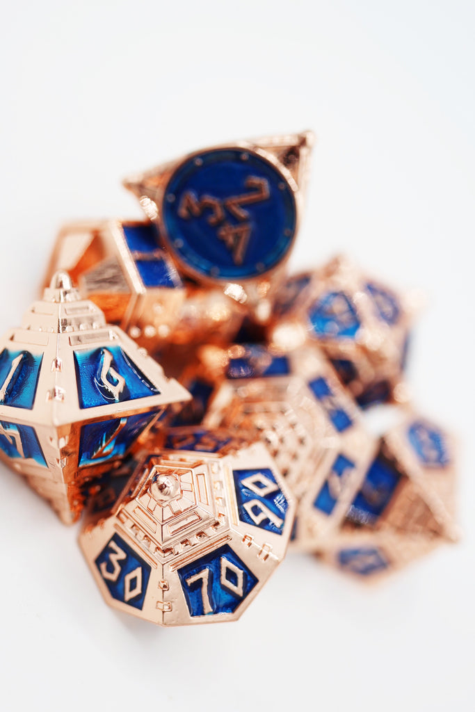 Dice 51: Copper Lit Space - Metal RPG Dice Set Metal Dice Foam Brain Games