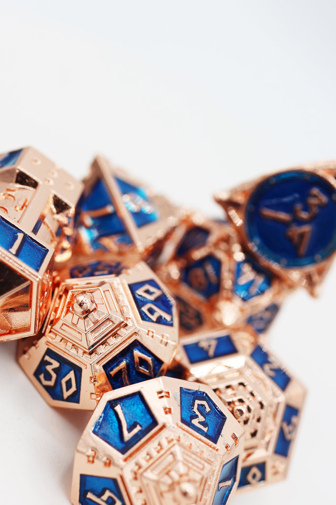 Dice 51: Copper Lit Space - Metal RPG Dice Set Metal Dice Foam Brain Games