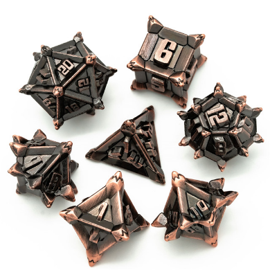 Warrior's Flail: Copper - Metal RPG Dice Set Metal Dice Foam Brain Games