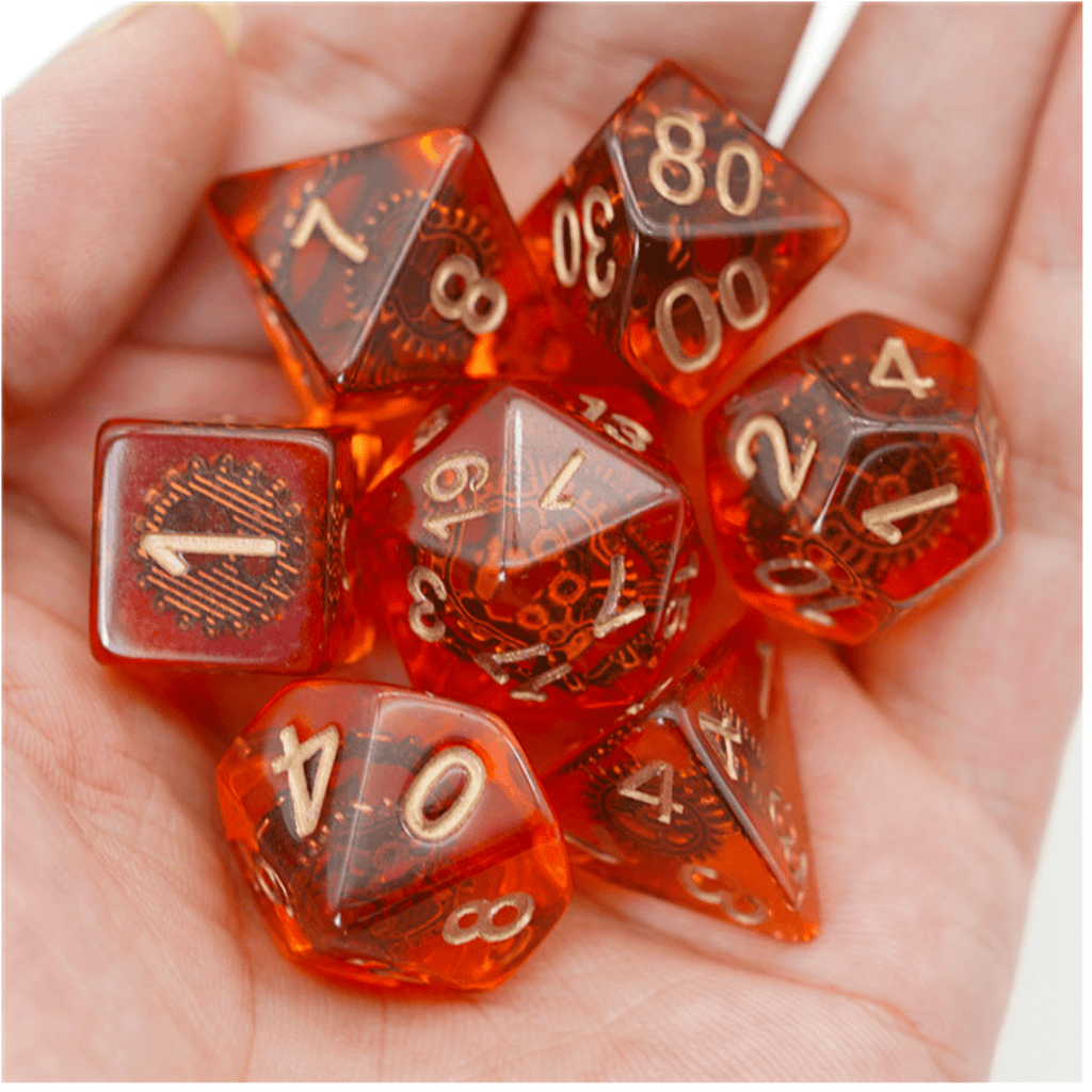 Copper Gears RPG Dice Set Plastic Dice Foam Brain Games