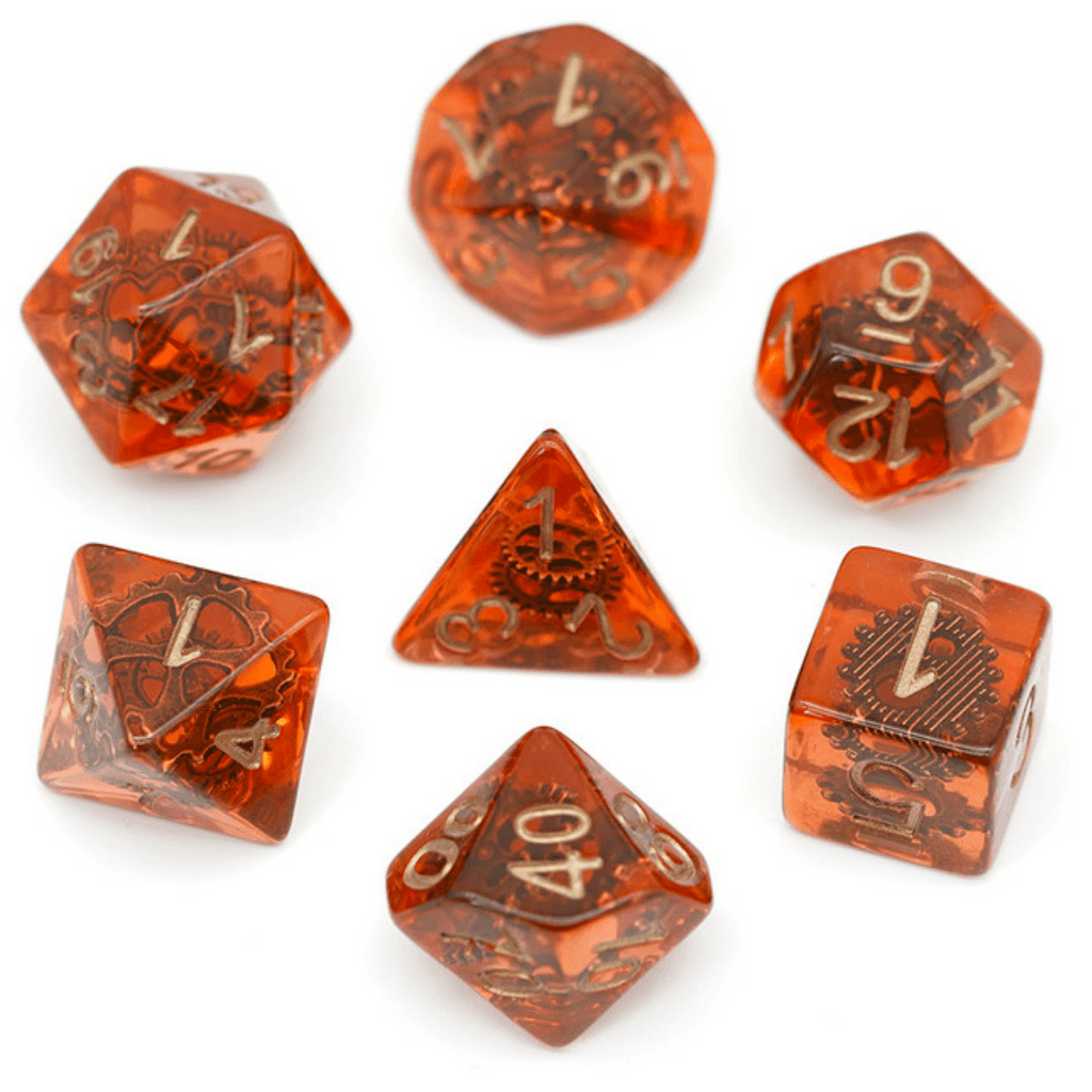 Copper Gears RPG Dice Set Plastic Dice Foam Brain Games