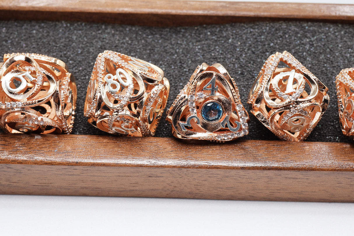 Hollow Hearts: Jeweled Copper - Metal RPG Dice Set Metal Dice Foam Brain Games