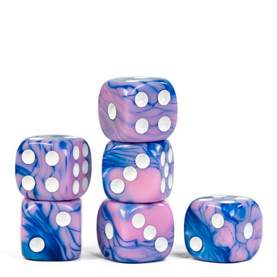 12 piece Pip D6's - Cotton Candy Plastic Dice Foam Brain Games