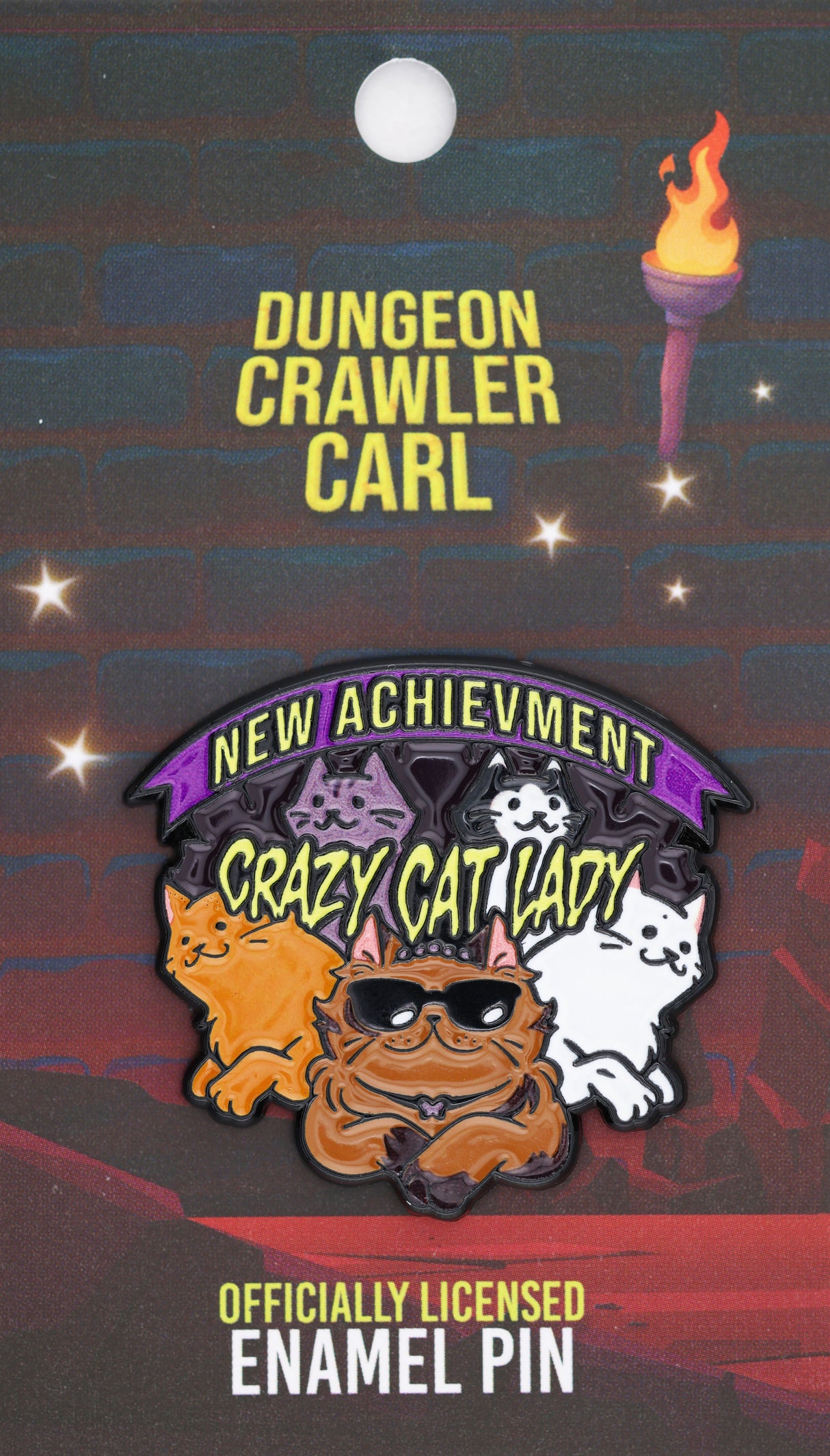 Dungeon Crawler Carl: New Achievement Crazy Cat Lady Enamel Pin **BACKORDERED** Enamel Pin Foam Brain Games