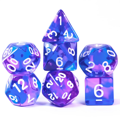 Crystal Dream RPG Dice Set Plastic Dice Foam Brain Games