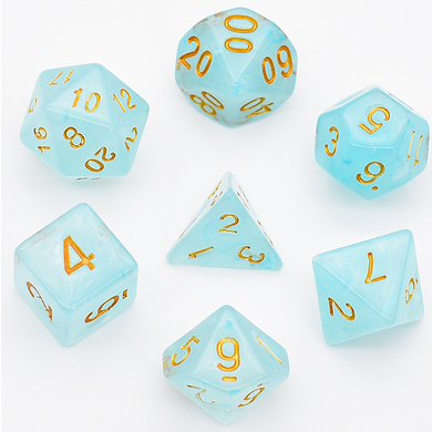 Cyan Silk Translucent Dice RPG Dice Set Plastic Dice Foam Brain Games