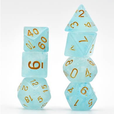 Cyan Silk Translucent Dice RPG Dice Set Plastic Dice Foam Brain Games