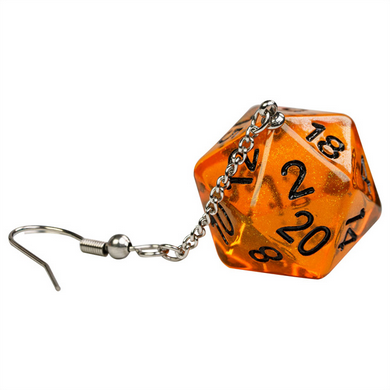 D20 Aurora Earrings: Orange Jewelry Foam Brain Games