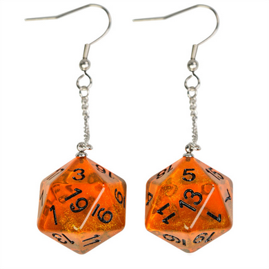 D20 Aurora Earrings: Orange Jewelry Foam Brain Games