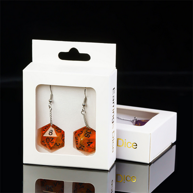 D20 Aurora Earrings: Orange Jewelry Foam Brain Games