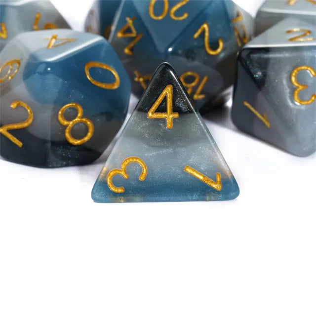 Denim Swirls RPG Dice Set Plastic Dice Foam Brain Games