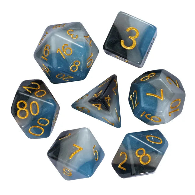 Denim Swirls RPG Dice Set Plastic Dice Foam Brain Games